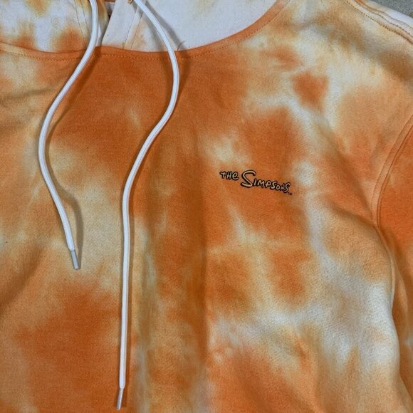 The Simpsons Tie Dye Hoodie Orange White Graphic Pullover XXL - Picture 3 of 5